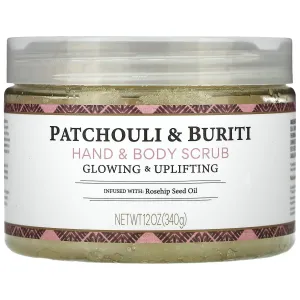 Nubian Heritage Body Scrub, Patchouli & Buriti – Toning, Uplifting & Exfoliating Skin Polish with Rosehip Seed Oil, 12 Oz