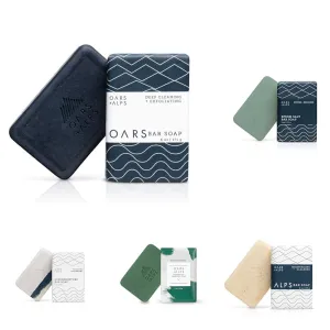 Oars   Alps Men's Bar Soap Tester Bundle, 5 Count of Blue Charcoal Exfoliating Oars Soap, Epsom Salt Soap, Moisturizing Alps Soap, Peppermint Charcoal Exfoliating Soap, and Supermoisture Soap, 6 oz