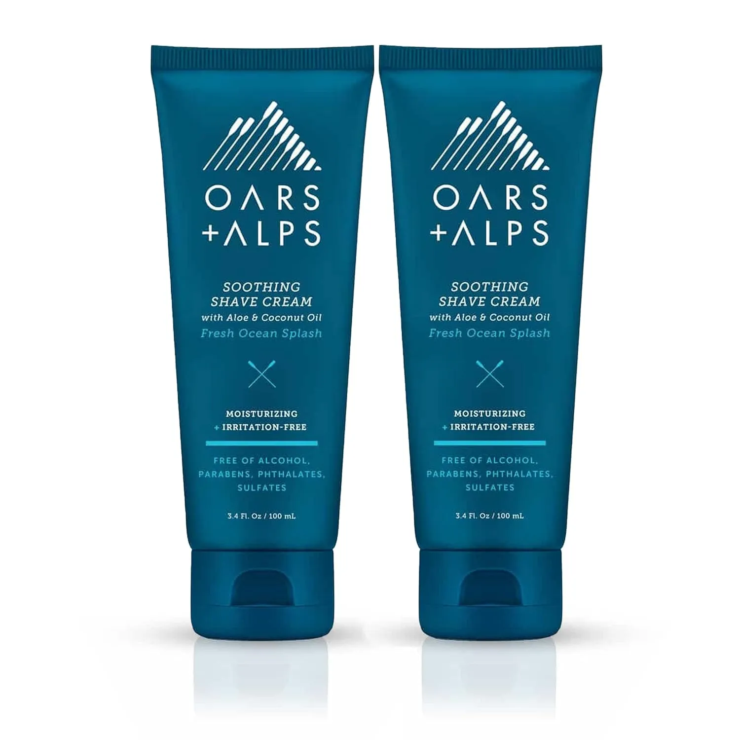 Oars   Alps Soothing Men's Shaving Cream, Dermatologist Tested and Infused with Aloe and Coconut Oil, Fresh Ocean Splash Scent, TSA Friendly, 3.4 Oz, 2 Pack