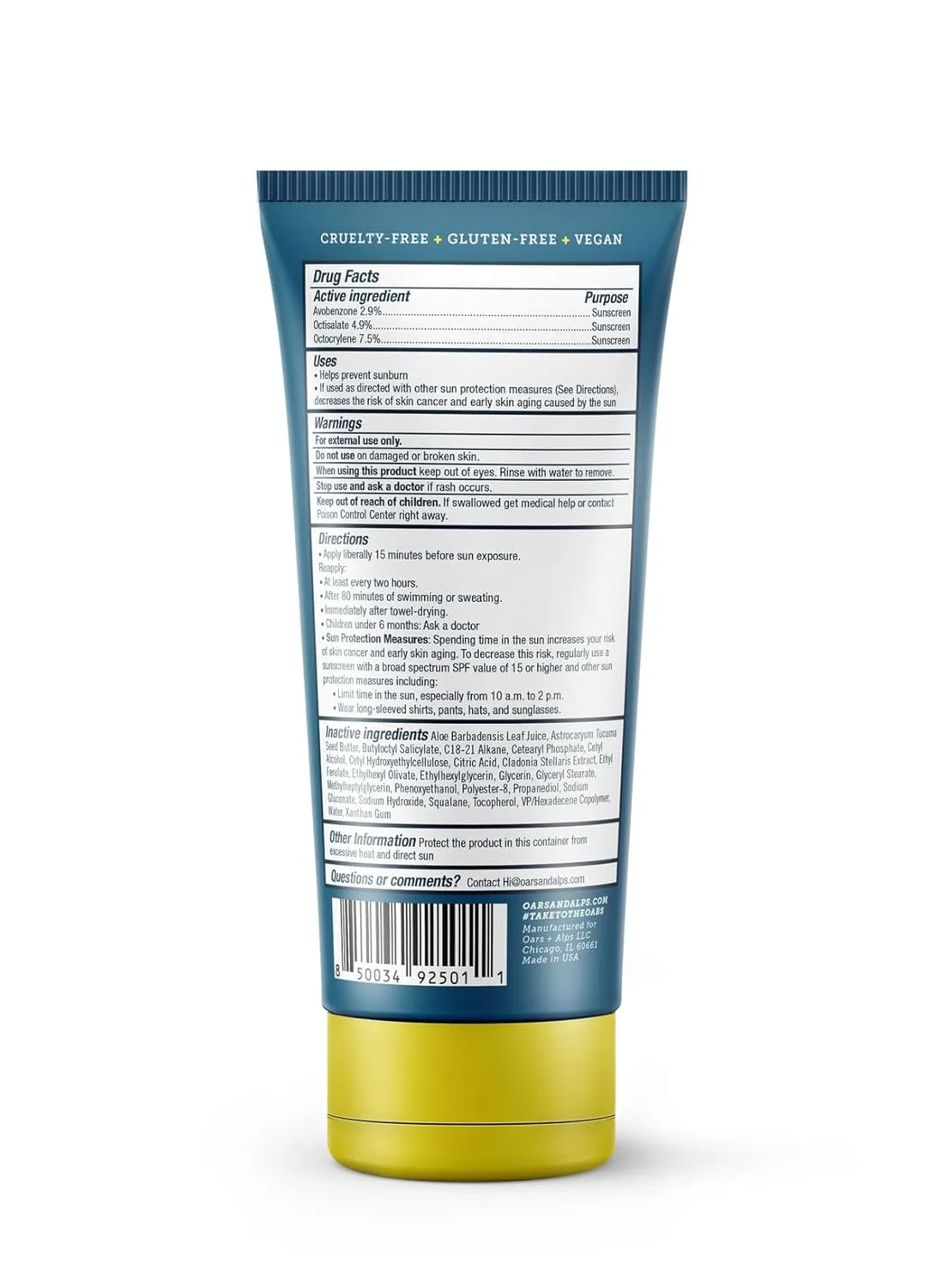 Oars   Alps Sunscreen Body Lotion for Everday Use, SPF 35 Body & Face Sunscreen Lotion, Infused with Aloe & Vitamin E, No White Residue, Water & Sweat Resistant, All Skin Types, Lightweight, 6oz, 2pk