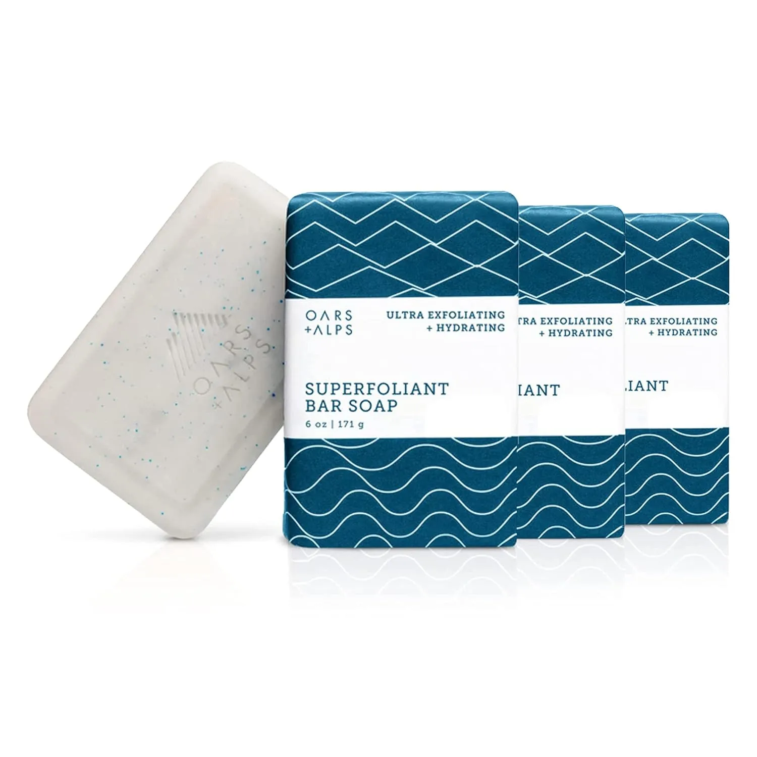 Oars   Alps Superfoliant Exfoliating Men's Bar Soap, Dermatologist Tested and Made with Clean Ingredients, Travel Size, 3 Pack, 6 Oz Each