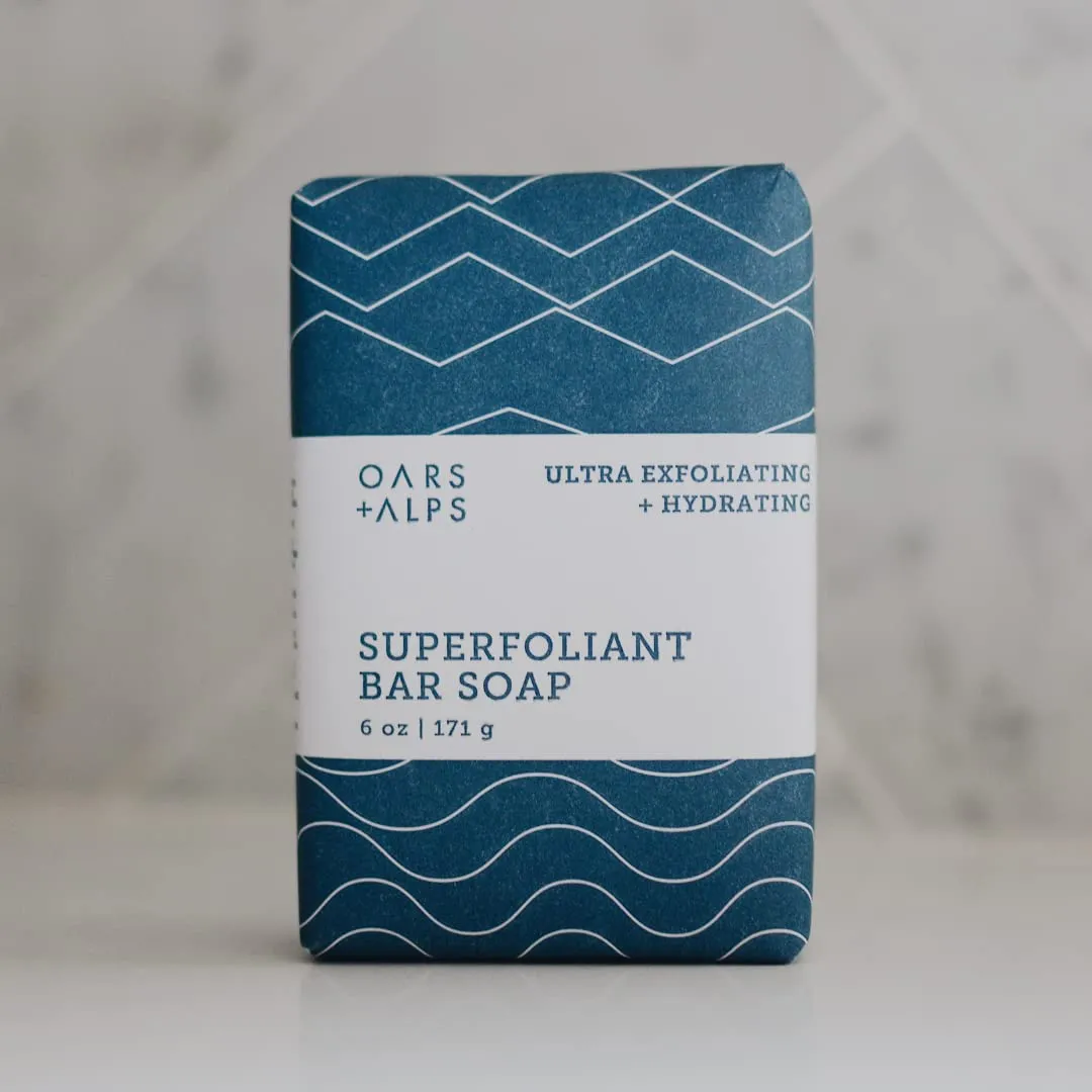 Oars   Alps Superfoliant Exfoliating Men's Bar Soap, Dermatologist Tested and Made with Clean Ingredients, Travel Size, 3 Pack, 6 Oz Each