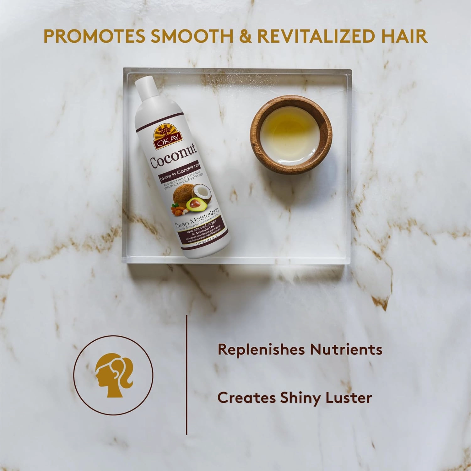 OKAY Coconut Deep Moisturizing Conditioner Helps Replenish Moisture And Elasticity For Healthy Strong Hair Sulfate,Silicone,Paraben Free For All Hair Types and Textures Made in USA 33oz