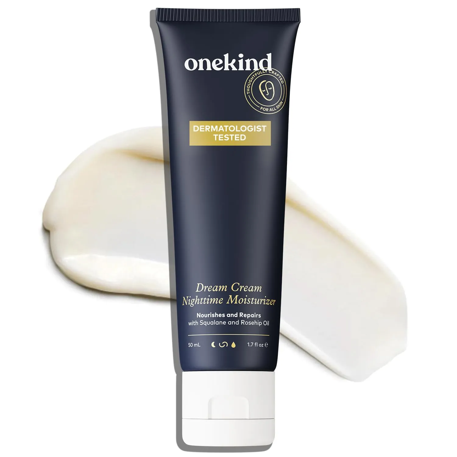 Onekind Dream Cream Nighttime Moisturizer | Multi-Corrective Anti-Aging Moisturizer with Squalane for the Face, Smooths Skin, Reduces Fine Lines, Forehead Wrinkles, Reduces Redness | For Men & Women