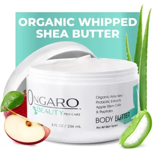 Ongaro Beauty - Whipped Body Butter Cream, Organic Shea Butter Whipped Body Butter for Women, Whipped Shea Body Butter with Aloe Vera, Hyaluronic Acid, Vitamin C & E, Body Care for Women - 8 Fl Oz