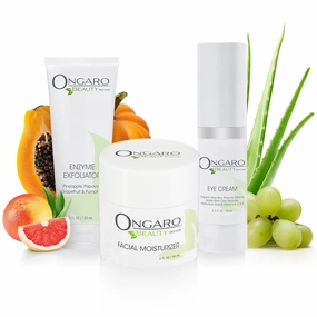 Ongaro Beauty Facial Rejuvenation Kit - Revitalizing Eye Wrinkle Cream, Gentle Exfoliating Face Scrub, and Hydrating Face Moisturizer, Complete Skin Renewal for All Types (Bundle of 3)