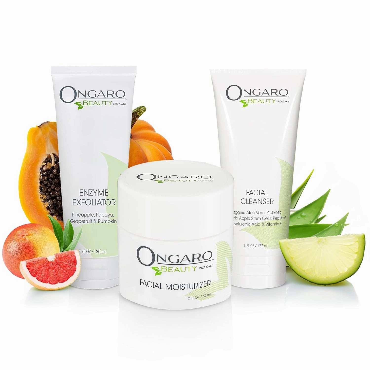Ongaro Beauty Your Best Skin Today Set - Hydrating Facial Cleanser Wash, Gentle Exfoliating Face Scrub, and Hydrating Face Moisturizer, Complete Skincare for All Skin Type for Men & Women - 12 Fl Oz​