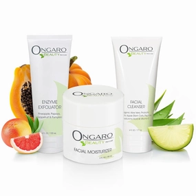 Ongaro Beauty Your Best Skin Today Set - Hydrating Facial Cleanser Wash, Gentle Exfoliating Face Scrub, and Hydrating Face Moisturizer, Complete Skincare for All Skin Type for Men & Women - 12 Fl Oz​