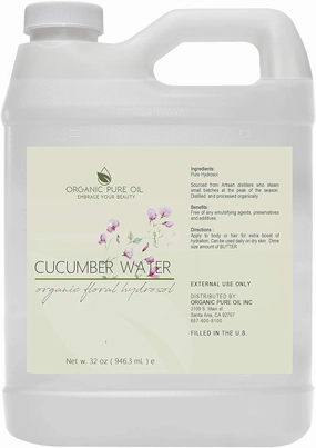 OPO Cucumber Hydrosol Spray 32 oz & Sprayer Pure Steam Distilled Vegan Toner Spritz Cleanser Water Calming Toning Aromatherapy Body Mist Linens Makeup Gentle Hydrosol Water - Packaging May Vary