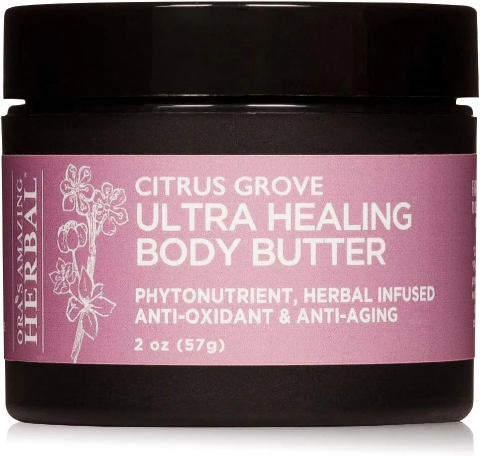 Ora's Amazing Herbal Ultra Healing Body Butter, Intensive Moisturizer For Dry Skin, Hand Cream with Organic Shea Butter, Marjoram & Bergamot Essential Oil, Herbal Skincare, Citrus Grove Scent, 2 oz