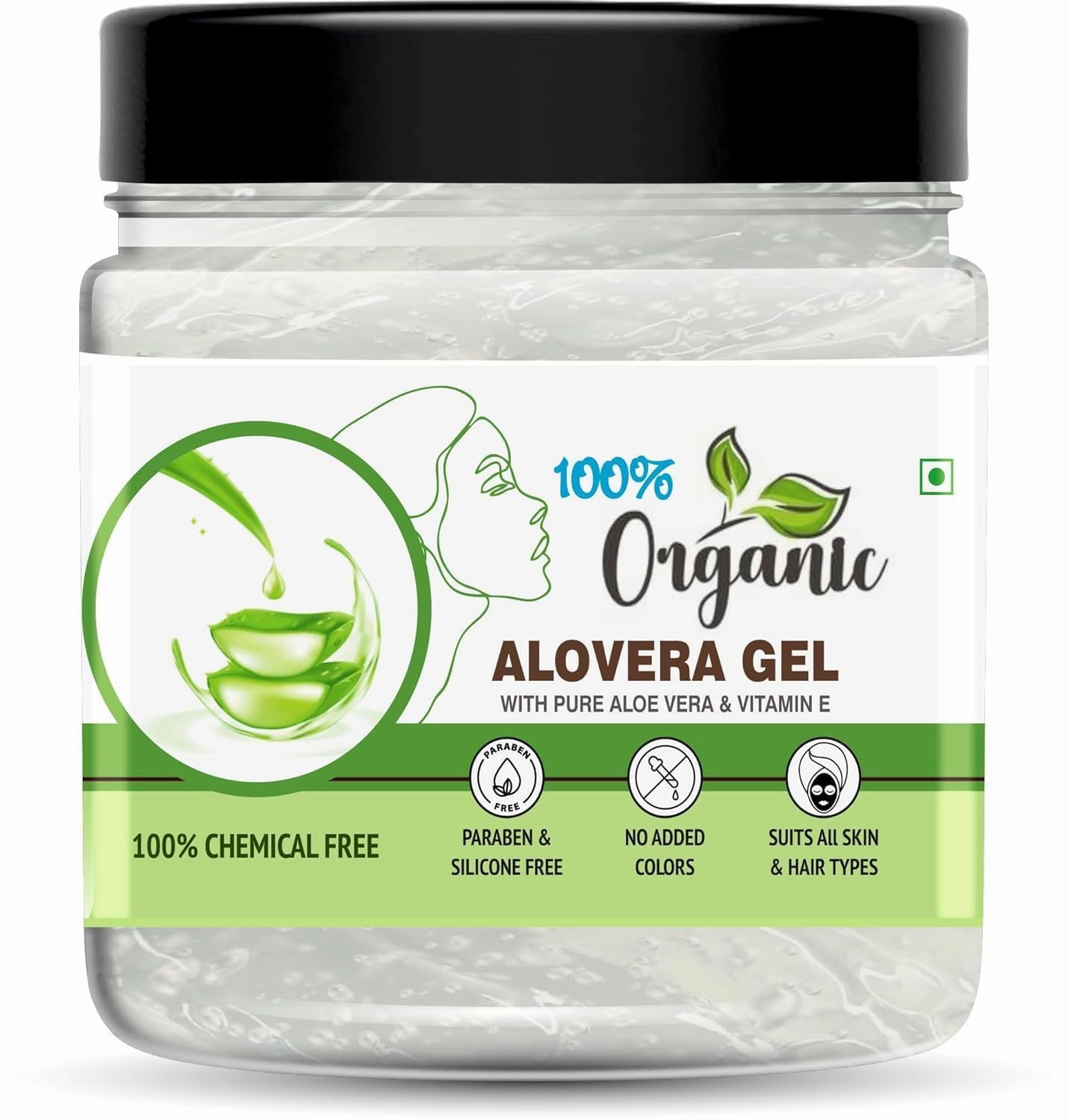Orga.nic 100% Aloe Vera Gel For Face, with Natural Aloe Vera & Vitamin E for Skin and Hair - 400g