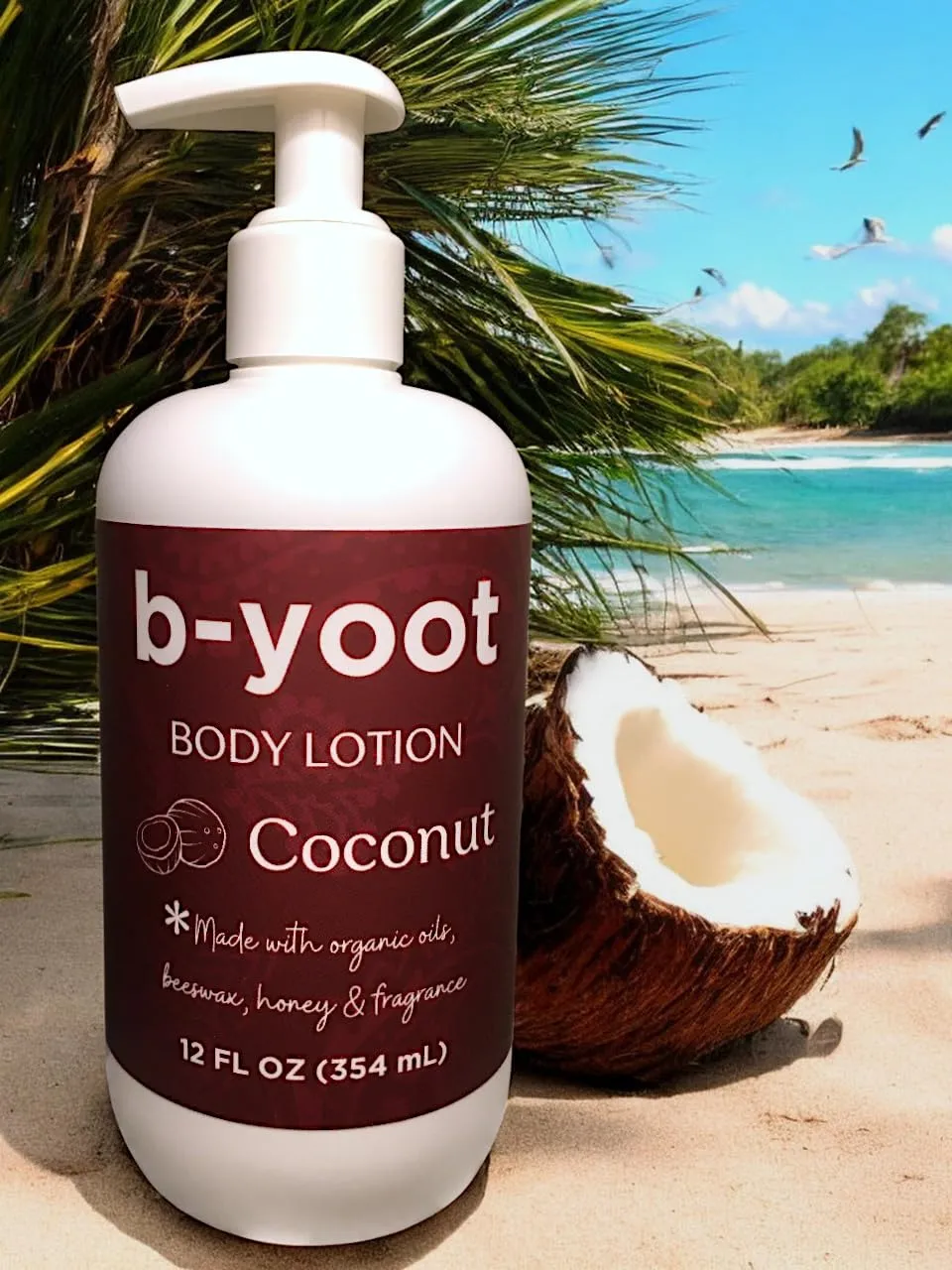 Organic Body Lotion - Coconut, Skin Care, Body Care, Body Moisturizer, Lotion for Extremely Dry Skin with Organic Honey, Organic Beeswax, Organic Oils, Lightweight, Non-Comedogenic, 12 Fl Oz