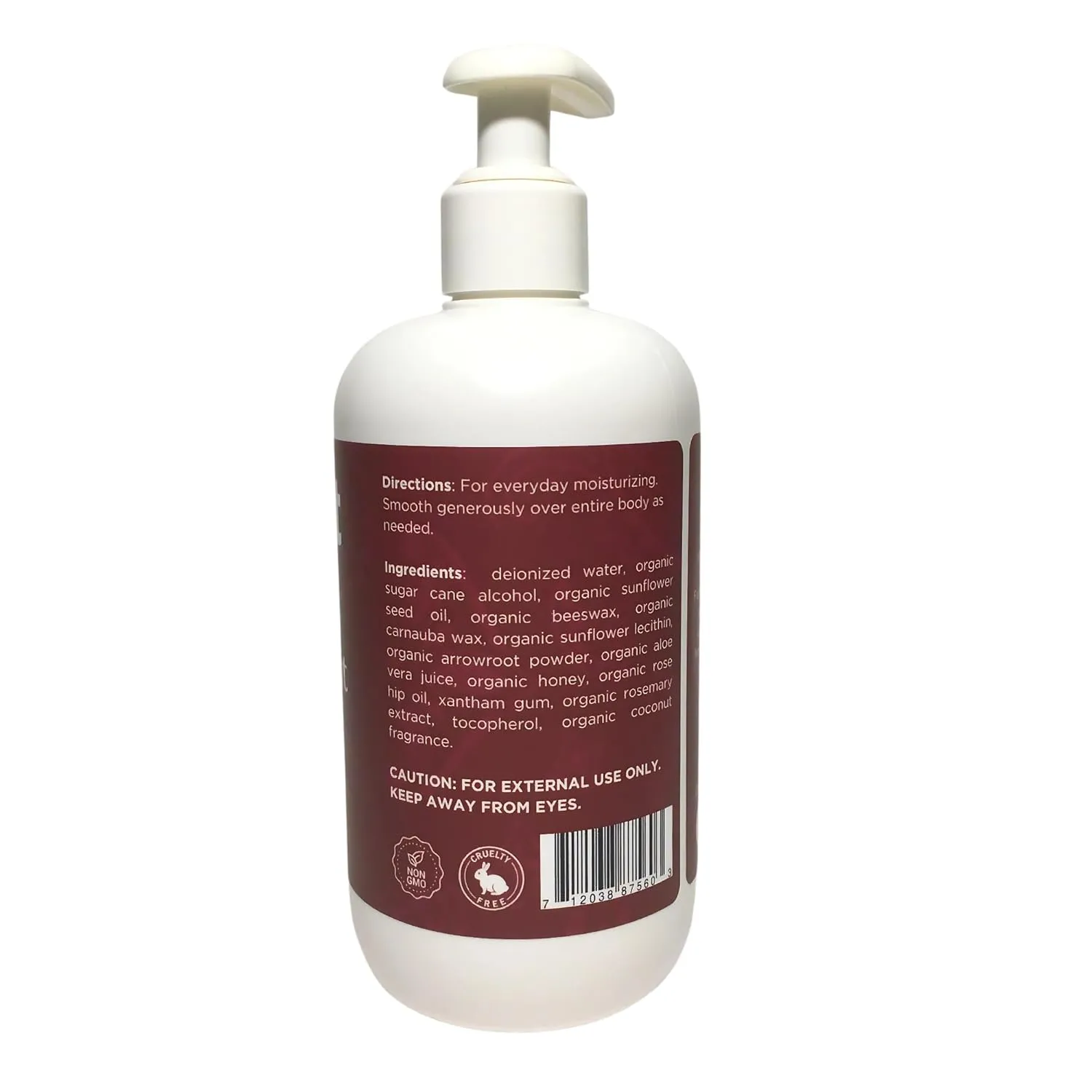 Organic Body Lotion - Coconut, Skin Care, Body Care, Body Moisturizer, Lotion for Extremely Dry Skin with Organic Honey, Organic Beeswax, Organic Oils, Lightweight, Non-Comedogenic, 12 Fl Oz