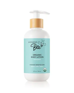 Organic Body Lotion (Unscented) With Jojoba Oil and Marshmallow Root to restore moisture to the skin barrier, leaving skin soft and hydrated, 8 oz