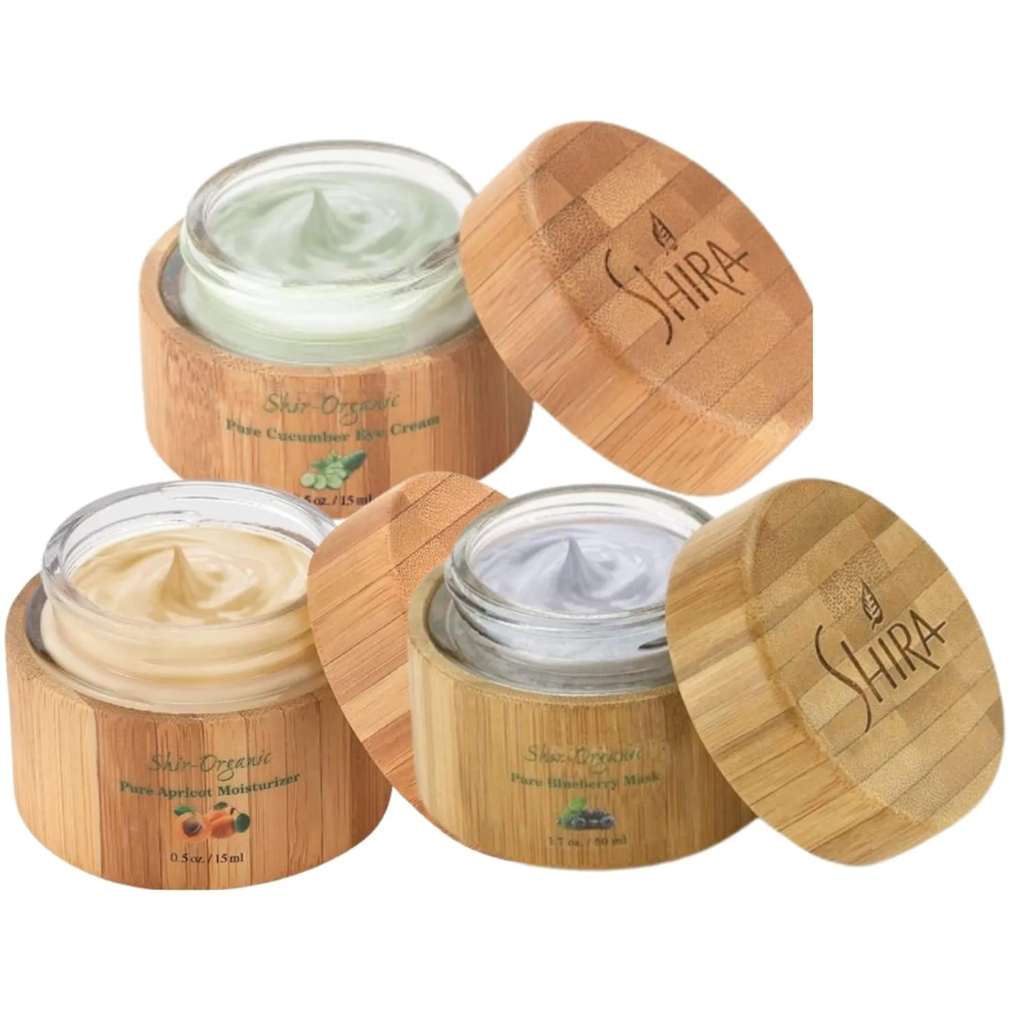 Organic Face Care Set – Apricot Moisturizer (15ml), Cucumber Eye Cream (15ml), Blueberry Mask (15ml) – Hydrating & Anti-Aging Skincare for Dark Circles, Soothing Face Mask & Organic Moisturizer