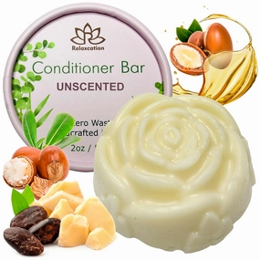 Organic Conditioner Bar For Damaged Hair | Repair & Nourish | Unscented, Softening, Moisturizing | Shea, Argan & Jojoba Oils - Handmade in USA for Women and Men