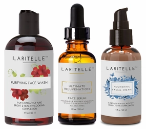 Organic Facial Care Complex | Purifying Face Wash 4 oz   Rejuvenating Face Serum 1 oz   Nourishing Face Cream 2 oz | Cellular Rejuvenation & Collagen Support