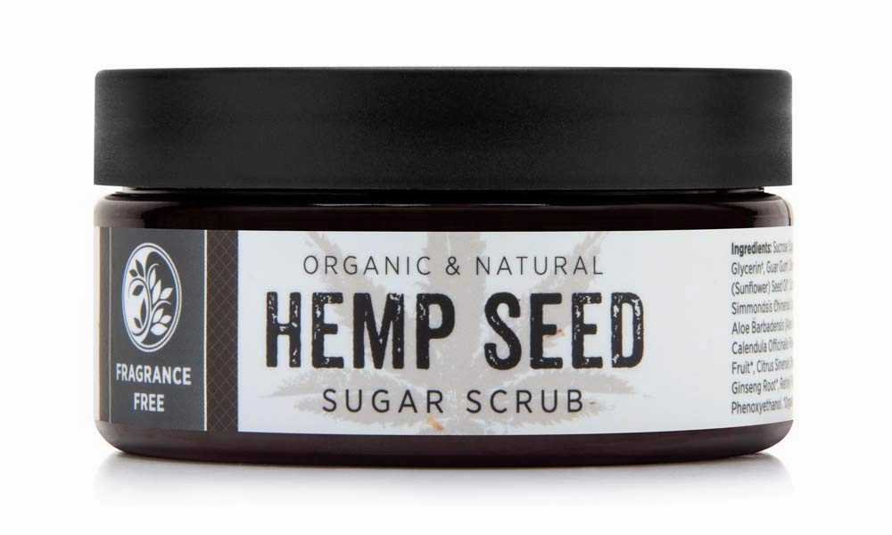 Organic Hemp Seed Sugar Scrub (Fragrance Free) – Face and Body Exfoliator – Hydrates, Smooths, and Purifies, 8 oz.