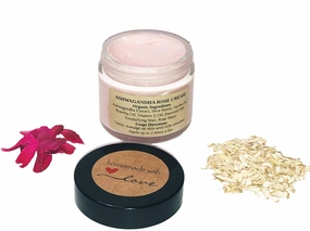 Organic Indian Ginseng Face Cream with Rosehip & Vitamin E Oil, Face Moisturizer, Anti Aging Face Cream, Ashwagandha Rose Face Cream, Ayurvedic Face Cream, VEGAN (1 oz)