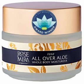 Organic Pure Aloe Vera Gel Face Neck and Body Moisturizer for All Skin Types – ZERO Artificial Ingredients – 1 Month Supply – Made in USA Rose Scent 1 OZ