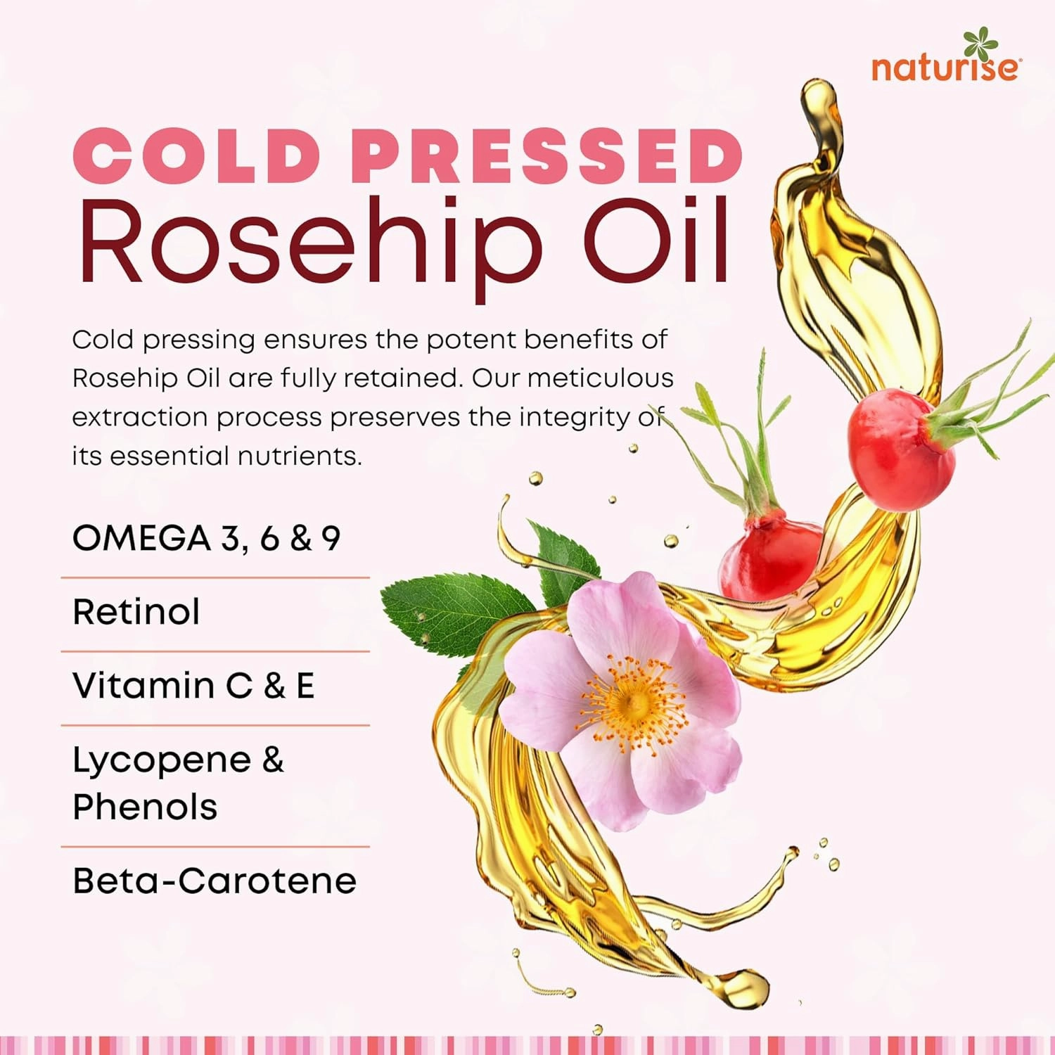 Organic Rosehip Seed Oil for Face, 100% Pure, Natural Cold Pressed Rose Hip Oil for Skin, Hair, Nails and Body Care (2 FL. OZ.)