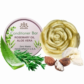 Organic Rosemary & Aloe Vera Conditioner Bar for Hair Growth – Herbal Solid Conditioner with Peppermint, Jojoba, Argan Oil & Panthenol – Moisturizing, Refreshing, Nourishing