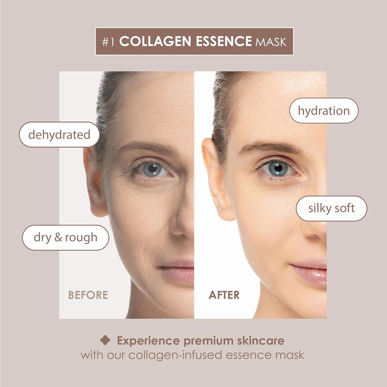 Original Derma Beauty Collagen Face Masks 12 PK Vegan Ultra Soothing Rosehip Face Mask Skin Care Sheet Masks Set for Beauty & Personal Care Korean Face Mask