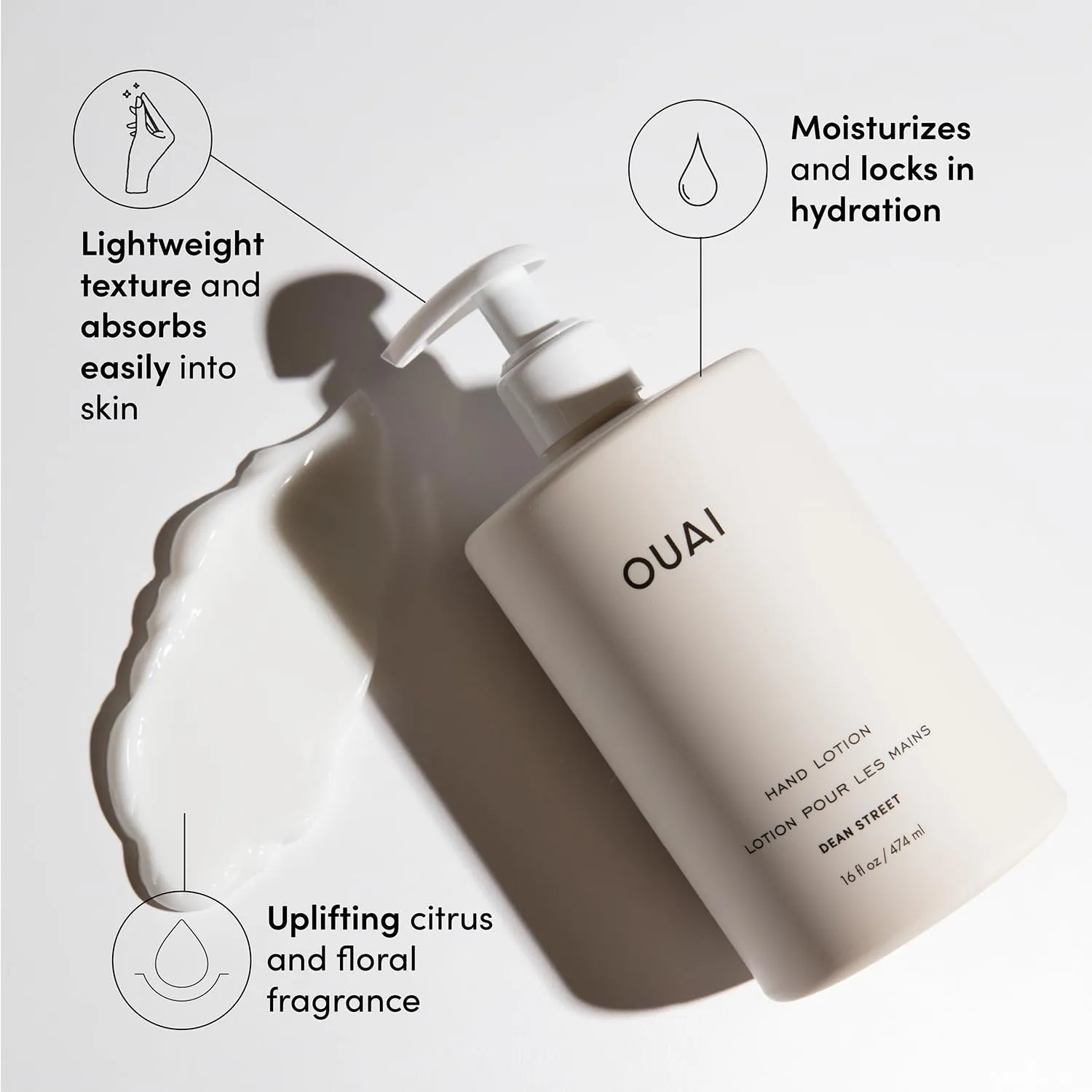 OUAI Hand Lotion Refill - Daily, Lightweight, Hydrating Lotion for Dry Skin - Made with Avocado, Rosehip and Jojoba Oil to Lock in Moisture - Never Greasy (32 Fl Oz)