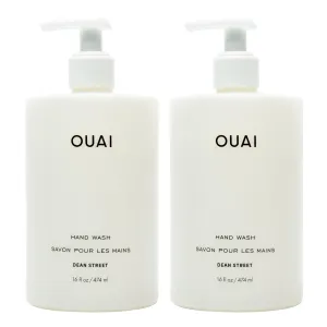 OUAI Hand Wash Full Size, Dean Street - Liquid Hand Soap with Jojoba, Avocado, & Rose Hip Oil for Replenished Skin - Gentle Exfoliating Kitchen & Bathroom Soap - (2 Pack, 16 Fl Oz Each)