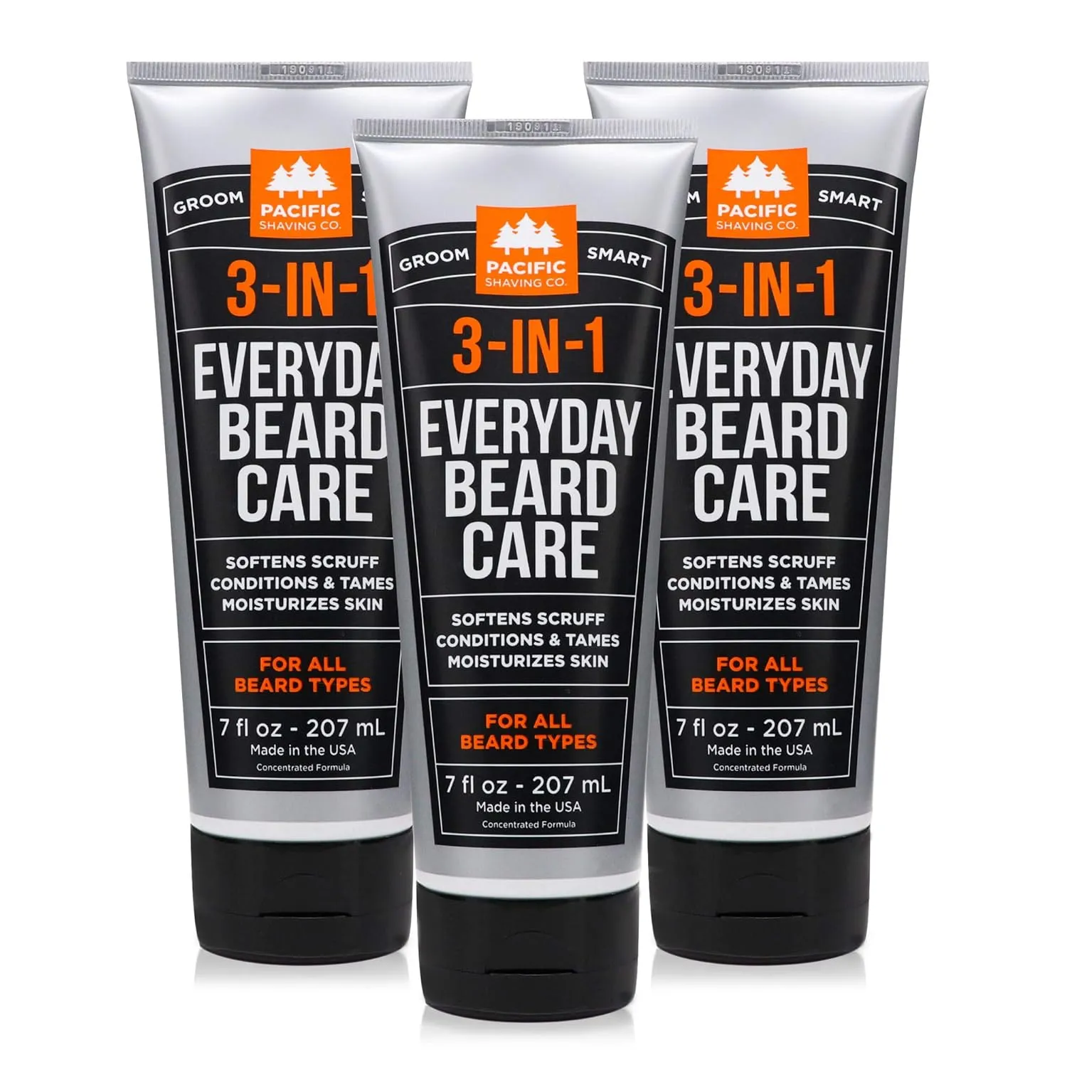 Pacific Shaving Company 3-in-1 Beard Care - Ultra-Concentrated Formula Softens Scruff, Conditions, Tames, and Moisturizes Skin for Any Beard Length, 7 fl oz (Pack of 3)