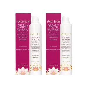 Pacifica Beauty Dreamy Youth Day and Night Face Cream - 1.7 Fl Oz (Pack of 2)- Moisturizer - For Dry and Aging Skin - Peptides, Grapeseed Oil, Floral Stem Cells - Sulfate   Paraben Free - Vegan and Cruelty Free