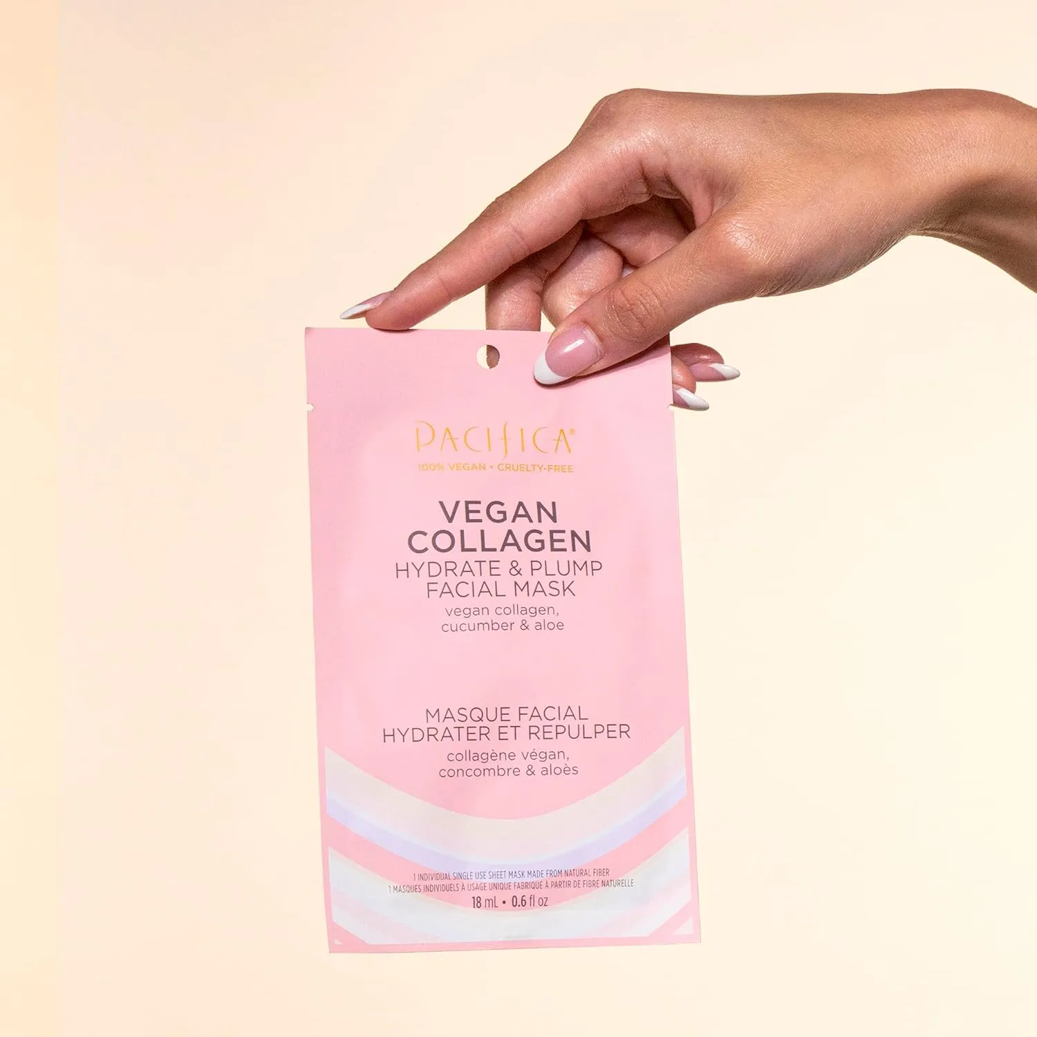 Pacifica Vegan Collagen Hydrate & Plump Face Mask 4-Pack – Hydrating & Plumping Peptide-Infused Sheet Mask for Dewy Skin, with Vegan Collagen, Cucumber & Aloe, Clean Beauty Skincare​