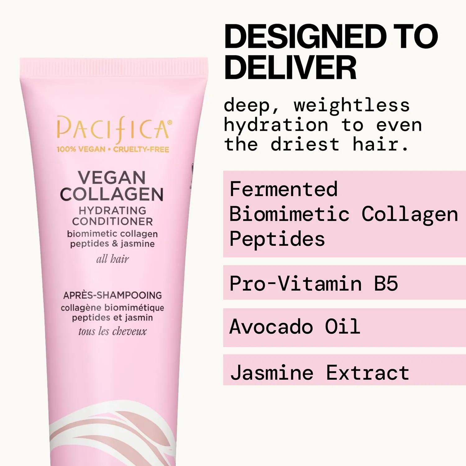 Pacifica Vegan Collagen Hydrating Shampoo & Conditioner Set – Moisturizing Hair Care for Dry Brittle Hair, Biotin & Avocado Oil for Strength & Shine, Thickening Clean Vegan Dermatologist Tested, 12 oz