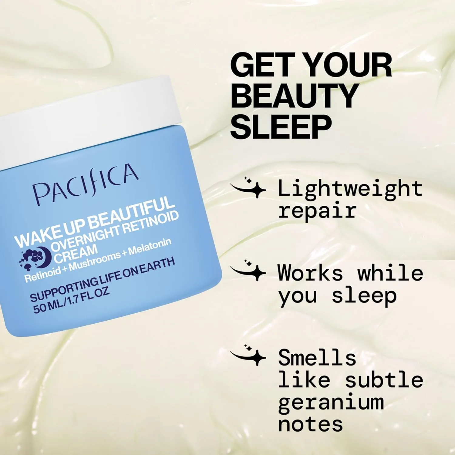 Pacifica Wake Up Beautiful Retinoid Night Cream – Overnight Anti-Aging Moisturizer with Hyaluronic Acid & Melatonin, Reduces Wrinkles & Fine Lines, Hydrating and Gentle for Dry or Mature Skin, Vegan