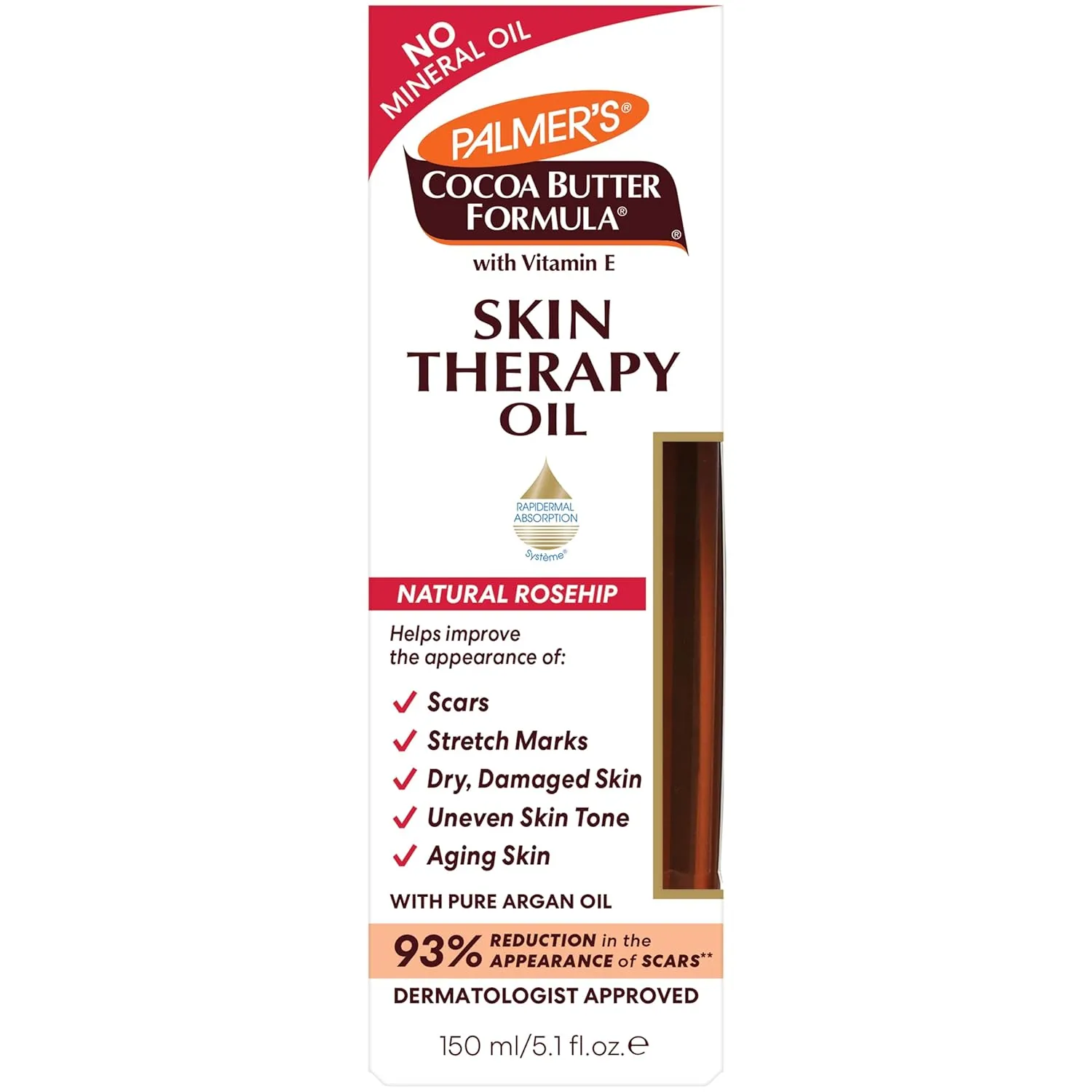 Palmer's Cocoa Butter Formula Skin Therapy Moisturizing Body Oil with Vitamin E, Rosehip Fragrance, 5.1 Ounces