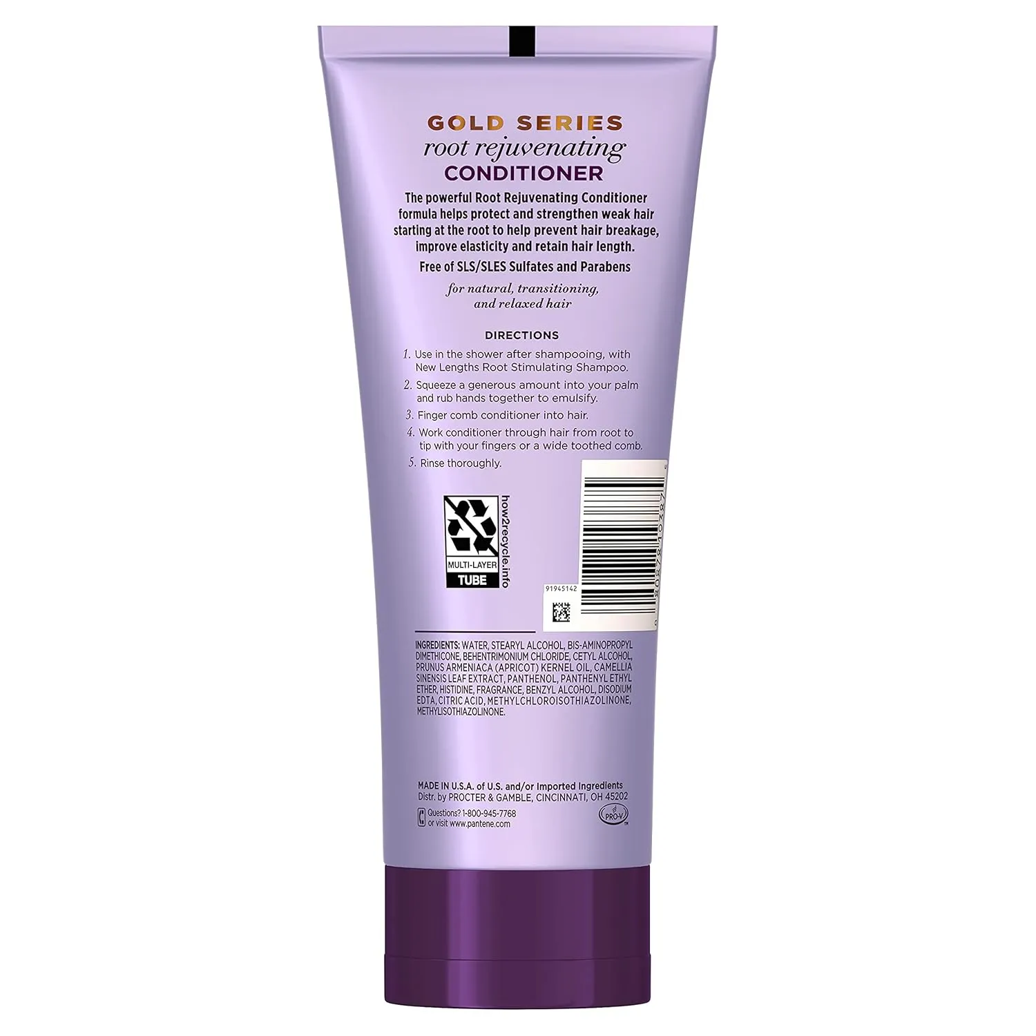 Pantene Gold Series Root Rejuvenating Conditioner with Apricot Oil & Green Tea, Moisturizes & Fortifies, for Natural, Textured, Curly, Coily Hair, Sulfate Free, 11.1 Fl Oz (Pack of 2)