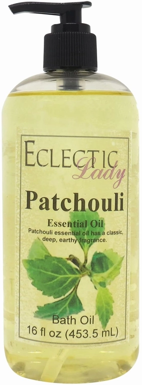 Patchouli Bath Oil by Eclectic Lady - Scented Bath Oil - Relaxing & Moisturizing Bathing Oil - Fragrance Body Oil For Dry & Rough Sensitive Skin - Body Daily Nourishing Shower Oil (16 oz)