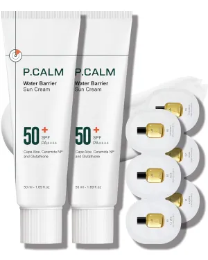 P.CALM Water Barrier Moisturizing Sun Cream Matte-Finish No White Cast SPF 50  PA     Vegan Calming Moisture Daily Sunscreen for Dry Oily Sensitive Skin Korean Skincare 3.4 Fl Oz