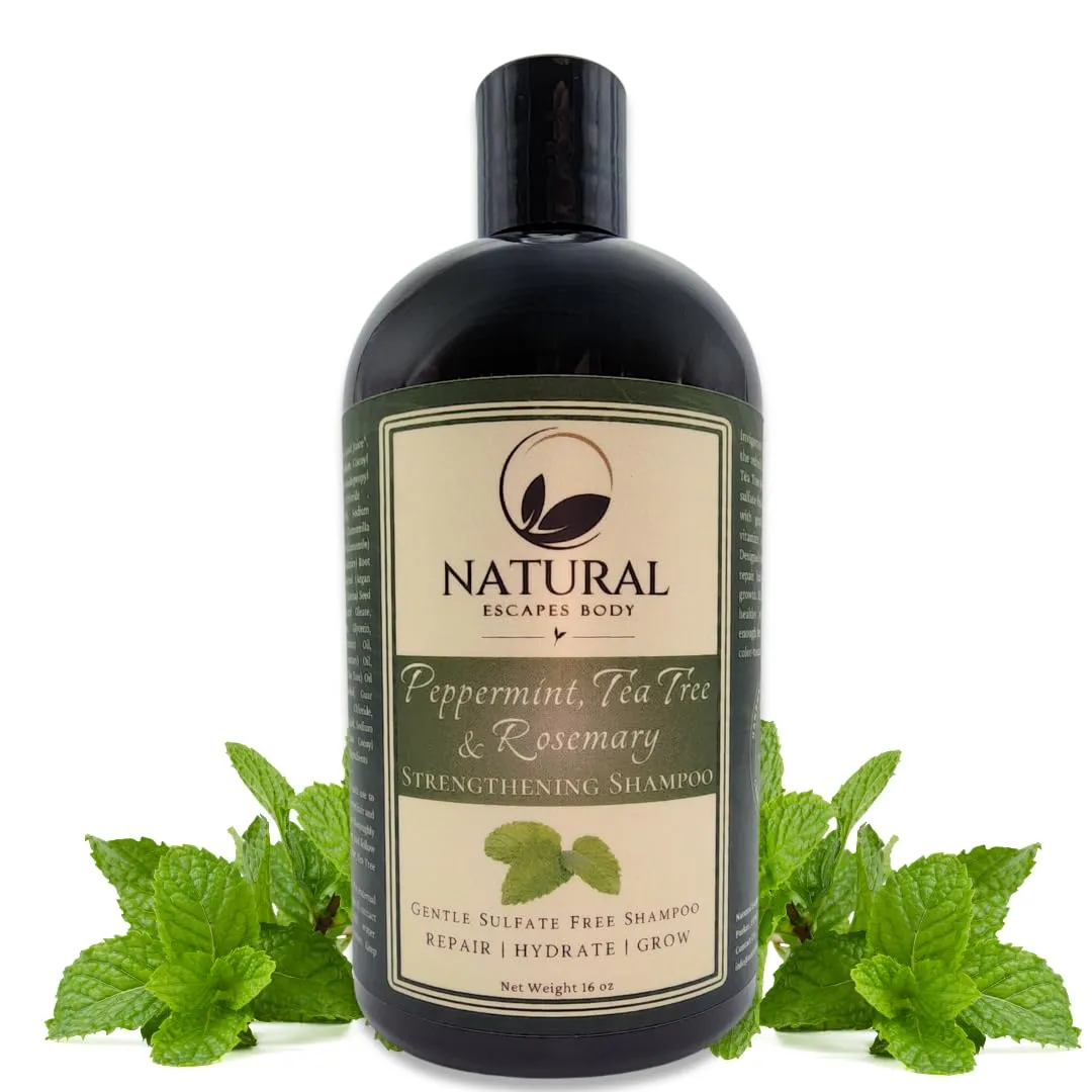 Peppermint, Tea Tree & Rosemary Hair Growth Shampoo - Natural Sulfate-Free Shampoo for Hair Loss with Argan Oil & Jojoba Oil – Hair Care for Women & Men 16 oz