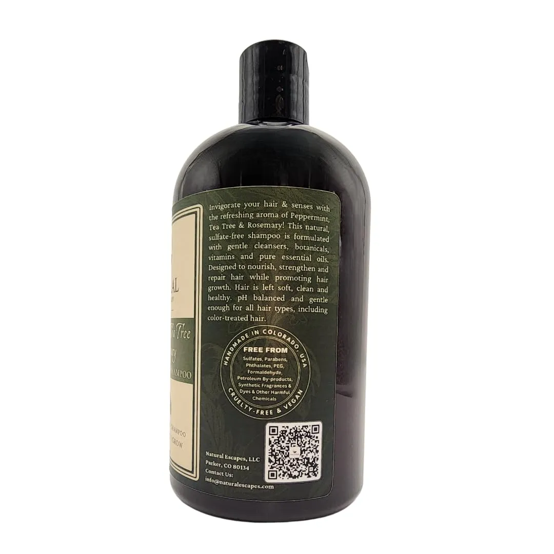 Peppermint, Tea Tree & Rosemary Hair Growth Shampoo - Natural Sulfate-Free Shampoo for Hair Loss with Argan Oil & Jojoba Oil – Hair Care for Women & Men 16 oz
