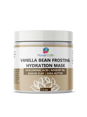 Planet Eden Vanilla Bean Frosting Face Facial Mask All Natural Spa Quality Skin Mask for Dry Dehydrated Skin Kaolin Clay, Vanilla Bean, Hyaluronic Acid, Aloe Extracts Soothing and Hydrating - 4 oz jar