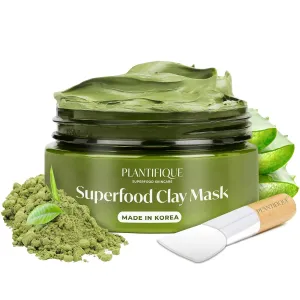 PLANTIFIQUE Korean Skin Care Detox Face Mask with Avocado & Superfoods - Hydrating Clay Mud Mask Dermatologist Tested for Face and Body - Vegan Skincare 3.4 Oz/100ml