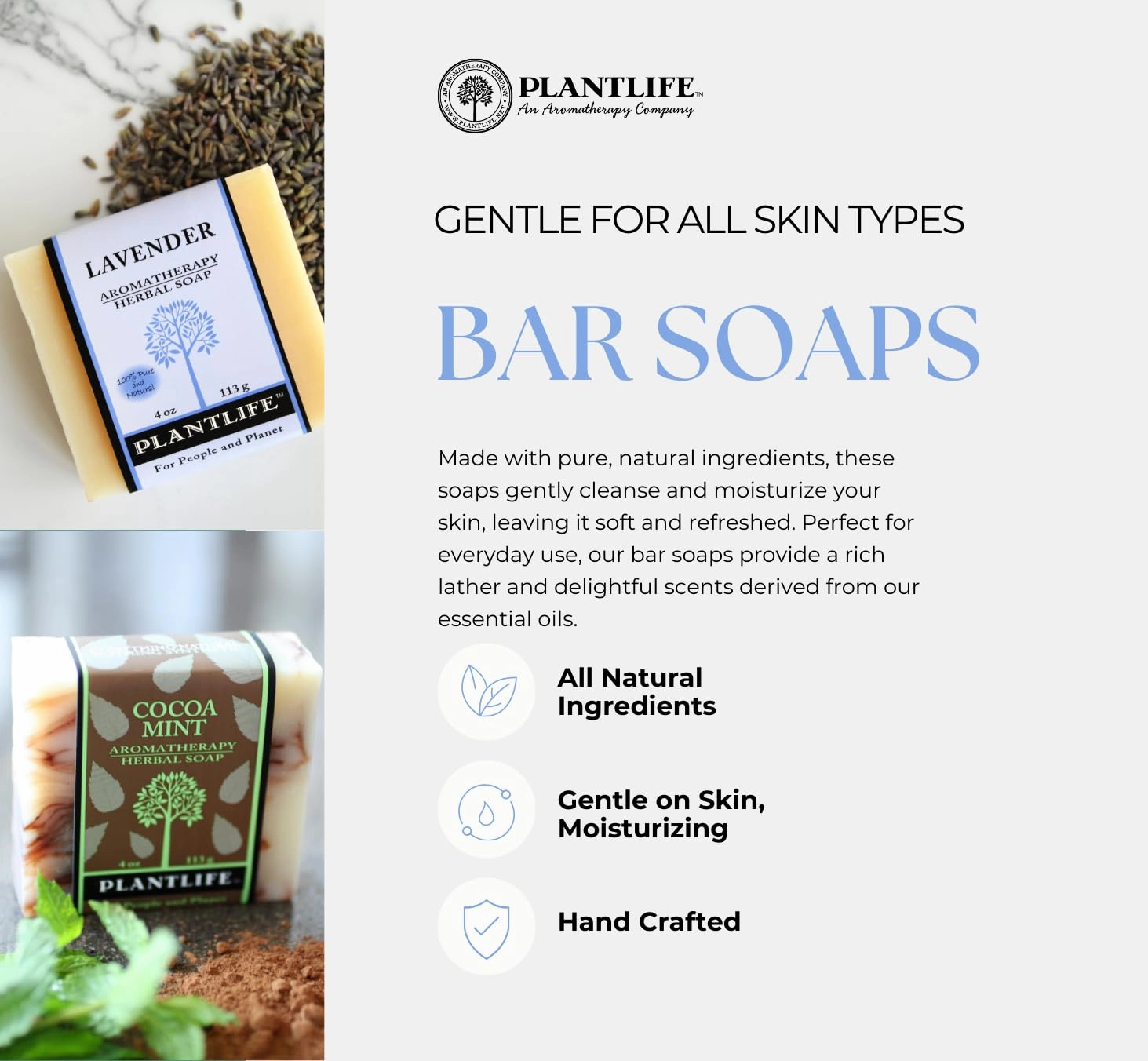 Plantlife Jojoba Rosehip 3-Pack Bar Soap - Moisturizing and Soothing Soap for Your Skin - Hand Crafted Using Plant-Based Ingredients - Made in California 4.5oz Bar