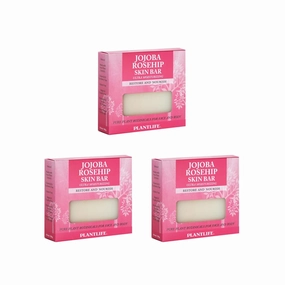 Plantlife Jojoba Rosehip 3-Pack Bar Soap - Moisturizing and Soothing Soap for Your Skin - Hand Crafted Using Plant-Based Ingredients - Made in California 4.5oz Bar