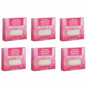 Plantlife Jojoba Rosehip 6-Pack Bar Soap - Moisturizing and Soothing Soap for Your Skin - Hand Crafted Using Plant-Based Ingredients - Made in California 4.5oz Bar