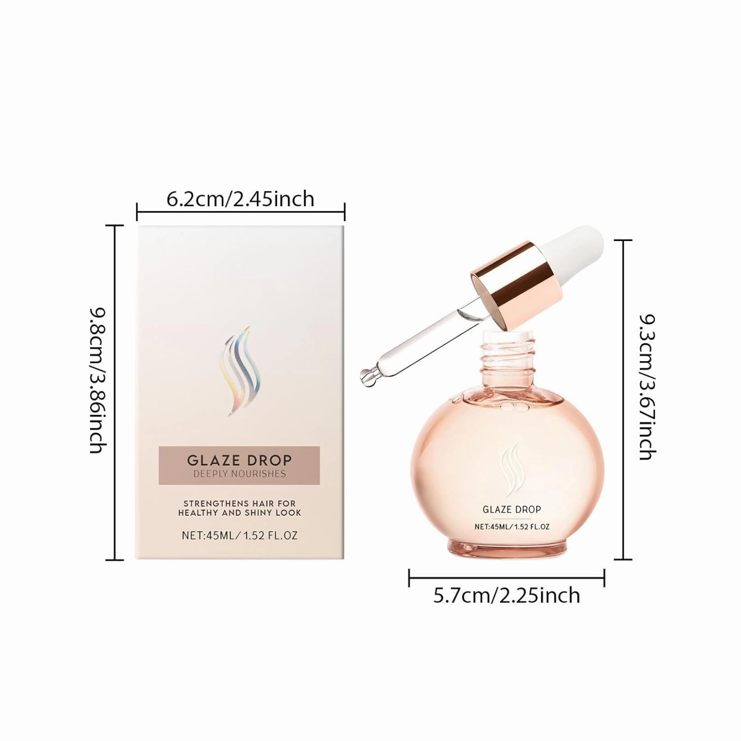 Plump Moisture Hair Serum, Deeply Nourishs Glaze Drop Oil, Intense Shine and Frizz Control, for Dehydrated Dry Hair (2pcs)