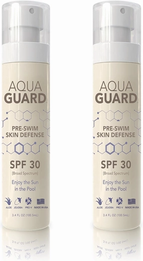 Pre-Swim Skin Defense Oil | Pump Oil Into Hand and Rub Into Skin | USA Lab tested SPF 30, Water Resistant, Active Ingredient Avobenzone | Made in California | 3.0 oz (2 Pack)