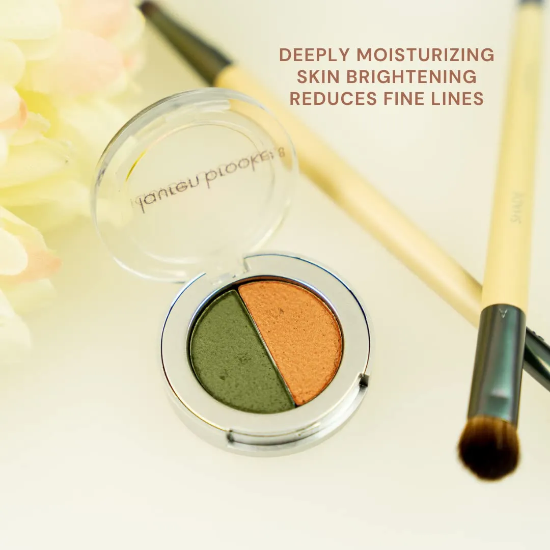 Pressed Eye Shadow Duo, Richly Pigmented Natural Eyeshadow, EU Certified Organic Makeup For Women (Evergreen/Indian Summer)