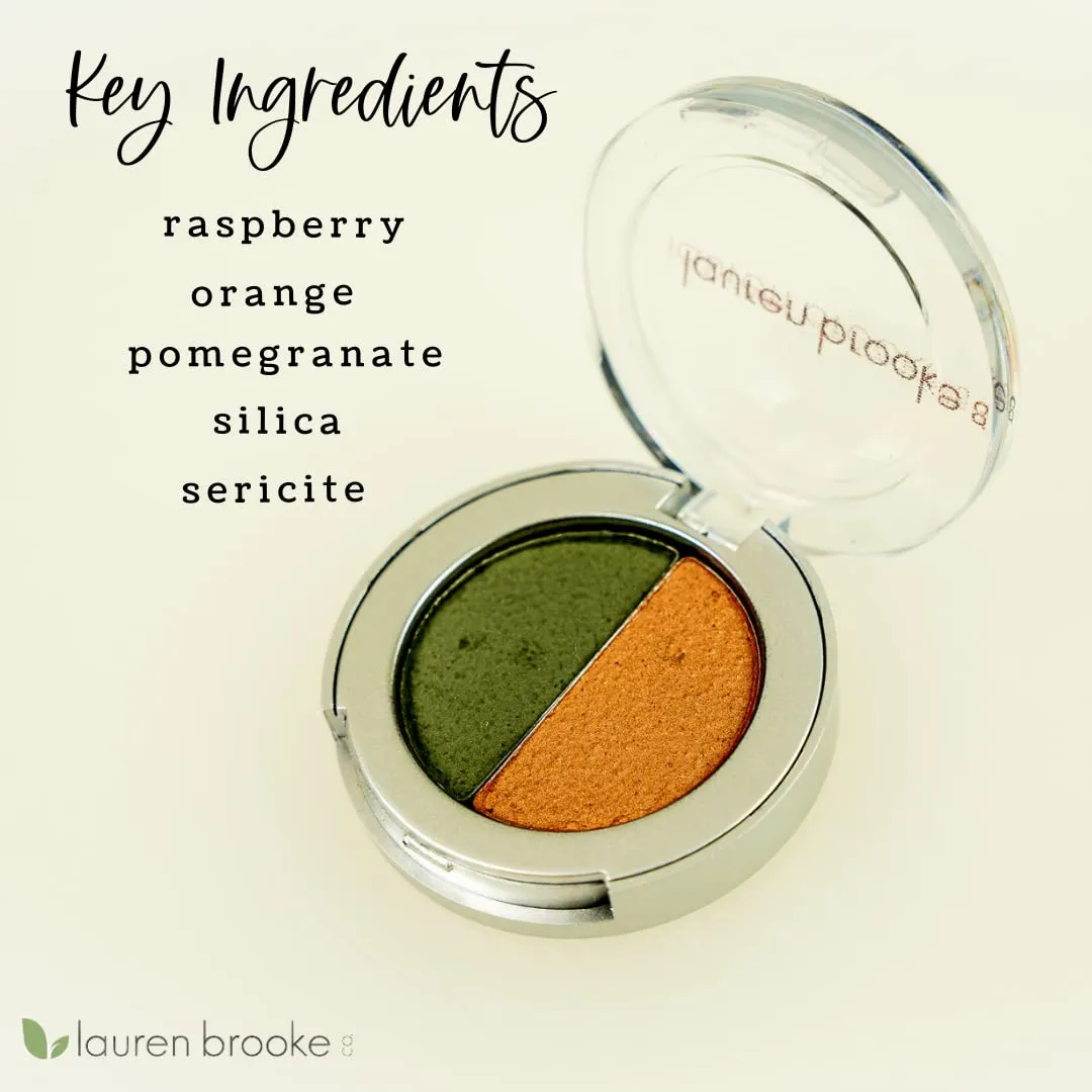 Pressed Eye Shadow Duo, Richly Pigmented Natural Eyeshadow, EU Certified Organic Makeup For Women (Evergreen/Indian Summer)