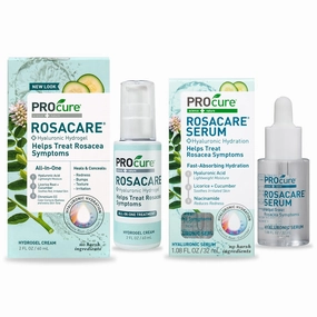 PROcure Rosacare Medicated Redness Reduction CC Face Cream for Rosacea, 2 Ounce Rosacare Serum, 1.08 FL OZ 32mL Bundle